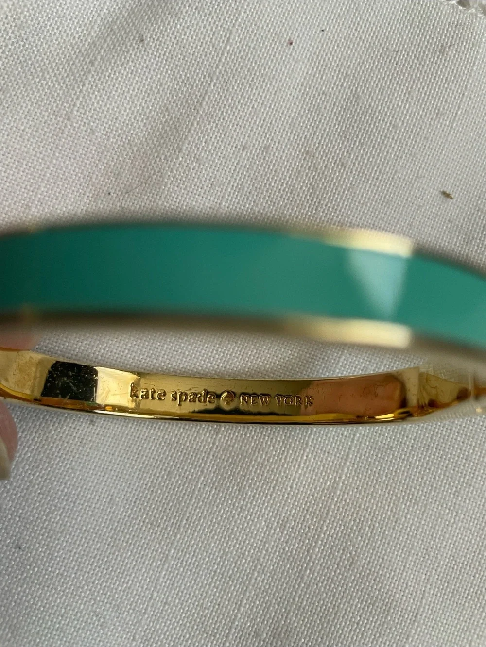 kate spade Gold-Tone Bangle with Teal Enamel Clasp Closure EUC - Picture 6 of 10